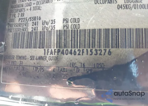 2002 Ford Mustang from USA, damaged, VIN 1FAFP40462F153276